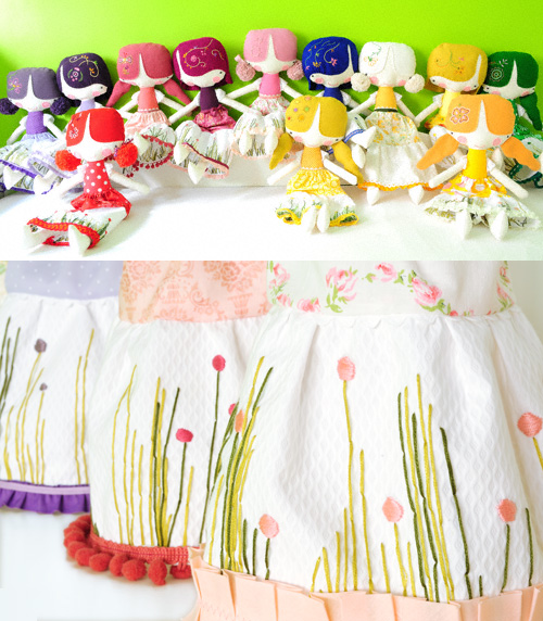 Handmade softie dolls by PinkNounou