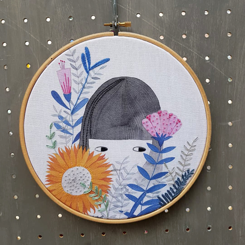 watercolor illustration for embroidered hoop by PinkNounou 1